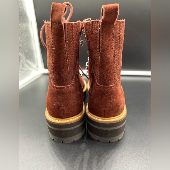 Marc Fisher Izzie Lugsole Ankle Boot Rust 7.5 Shearling accents - Picture 9 of 10